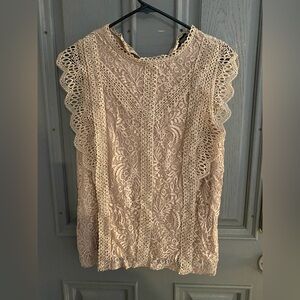 Cable & Gauge Lace Blouse - Cream